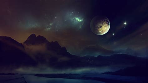 Wallpaper Night Planet Sky Moonlight Atmosphere Astronomy