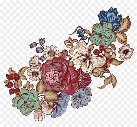 Motif Clip Art Vintage Decorative Flora Petal Vintage Japanese Flower