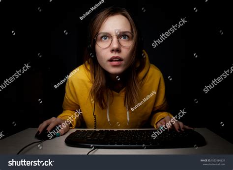 Young Girl Gamer Playing Video Game Stock Photo 1553180621 Shutterstock