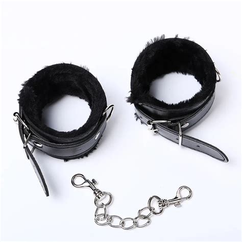 Black Soft Pu Leather Handcuffs Restraints Sex Bondage Sex Products
