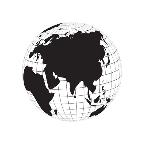 Premium Vector World Globe Silhouette Asia And Europe Continent Map
