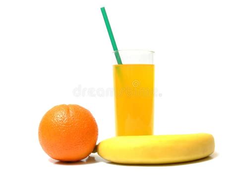 Healthy And Tasty Banana Juice And Orange Stock Photo Image Of