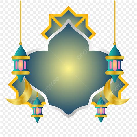 Gambar Bingkai Islami Perbatasan Ornamen Lentera Hijau Lentera Idul