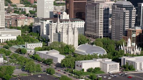 5 5k stock footage aerial video of orbiting salt lake temple mormon tabernacle downtown salt