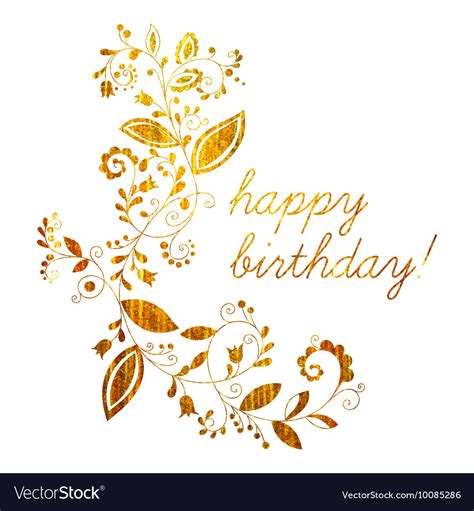 Gold Greeting Happy Birthday Card Royalty Free Vector Image