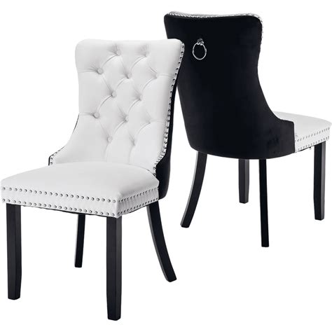Btmway 2 Piece Dining Chairs Set Pu Leather And Velvet Dining Chairs