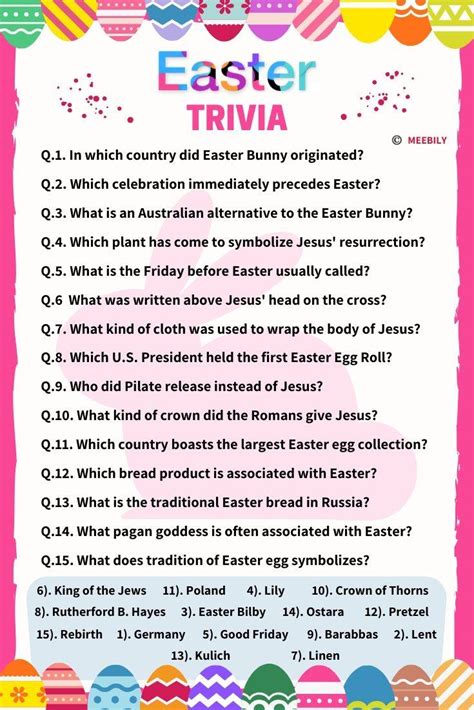 Easter Trivia Questions Printable Printable Word Searches