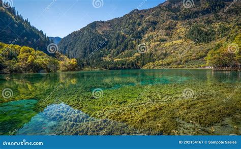 Crystal Lake Jiuzhaigou Nature Reserve China During Autumn With