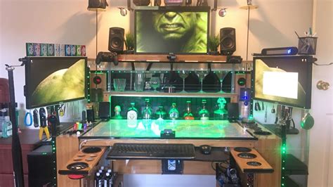 Custom Automated Pc Gaming Setup Desk Bar 2017 Youtube