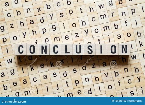 Conclusion Word Made Of Square Letter Word On Green Background Stock
