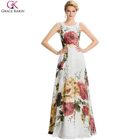 Floral Evening Dress Grace Karin Sleeveless Flower Print Pattern