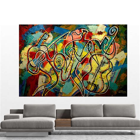 Stretched Canvas Art Contemporary Decorative Jazz Klezmer Music Modern