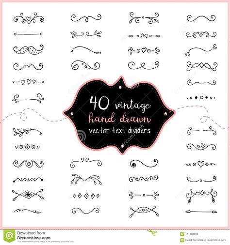 Hand Drawn Text Dividers Vector Doodle Wedding Dividers Clip Art For