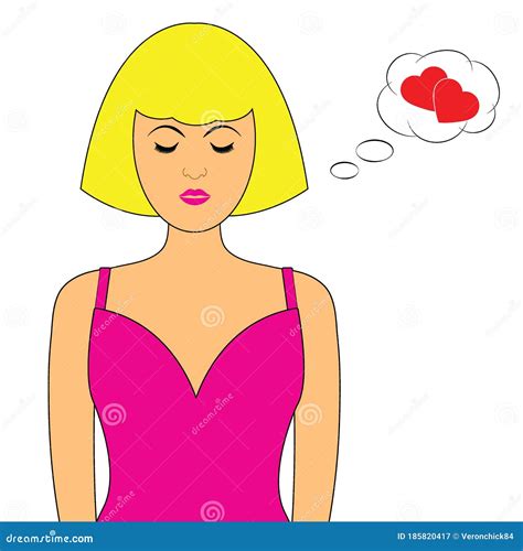 Woman Icon A Beautiful Woman Thinking About Love Stock Vector Illustration Of Kiss Book
