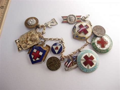 Vintage Red Cross Enamel Military Pins Ww11 Sweetheart Charm Etsy