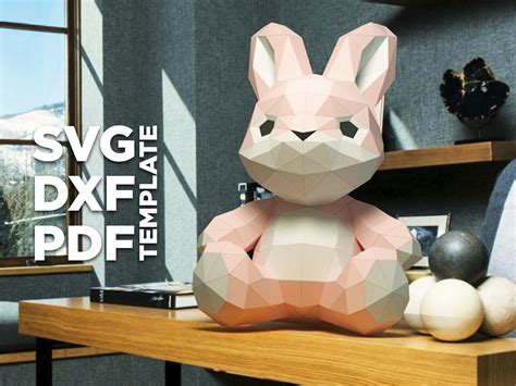 Rabbit Egg Papercraft 3d Svg Dxf Pdf Diy Low Poly Paper Crafts Decor