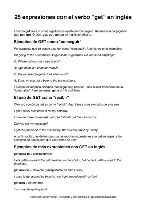 25 Expresaiones Con El Verbo Get Recuerda La Conjugación Get Got