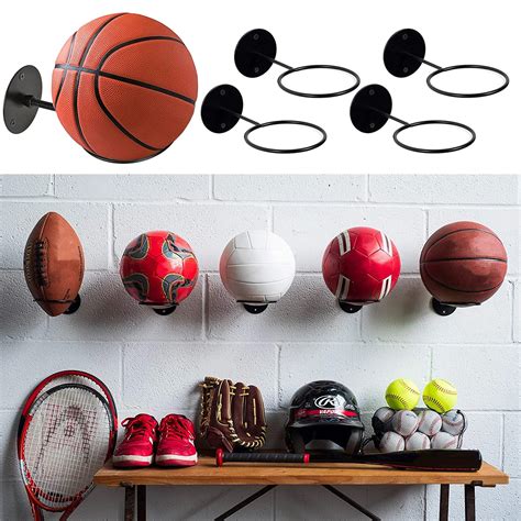 3pcs Wall Mount Ball Racks Iron Basketball Storage Display Holder