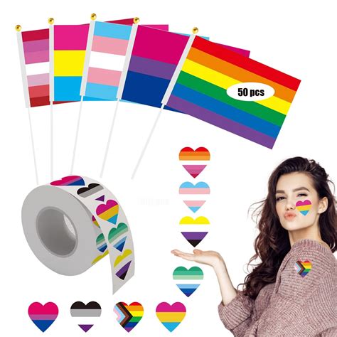 Pack Handheld Pride Flags And Pcs Pride Stickers Handheld Lgbtq