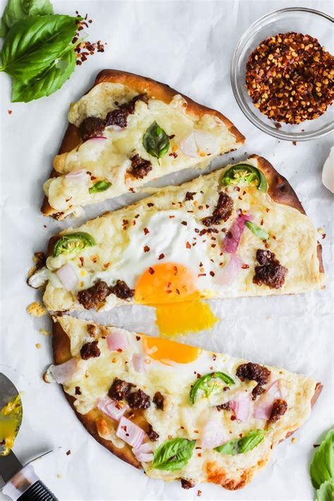 These are eggless biscuits loved by all age groups. These Cheesy Naan Breakfast Pizzas are everything you want ...