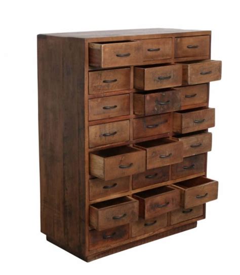 Avec ses multiples tiroirs, le semainier ou le cabinet complètera votre coin bureau. Meuble de métier d'atelier bois - 24 tiroirs - Pièce ...