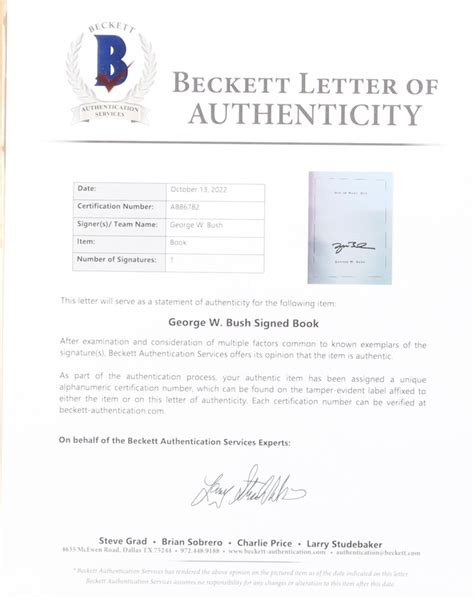 George W Bush Signed Custom Framed Cut Display Beckett Pristine