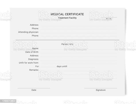 Medical Certificate Template Health Diagnostic Prescription Form Stock