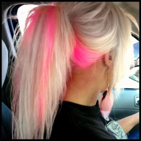 We couldn't find anything for short blonde hair with pink streaks. hot pink. Too cute. I still love pops of wild colors in ...