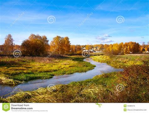 Beautiful Autumn Landscape Forest And River Stock Photo Image Of