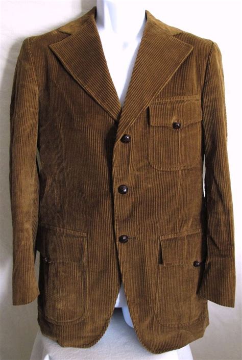Vintage 70s Mens Brown Corduroy Suit Jacket Sport By Jaxflashbax 34