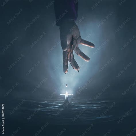 Hand Of Jesus And Glowing Man Stock Illustration Adobe Stock