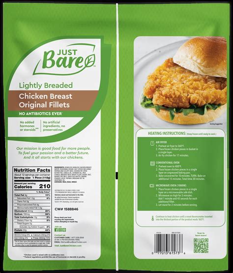 Lightly Breaded Chicken Breast Original Fillets 3lbs Just Bare Foods