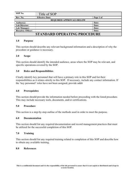 Example Of Standard Operating Procedure SOP