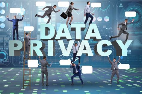 The Data Privacy Protection Concept With Business People Stock Image