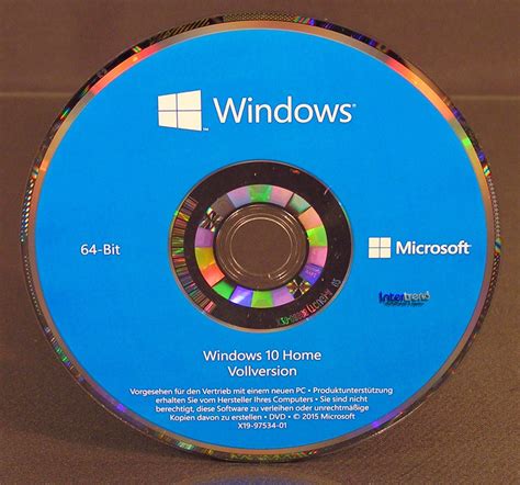 Microsoft Windows 10 Home Vollversion Sb 64 Bit Hologramm Dvd Deutsch