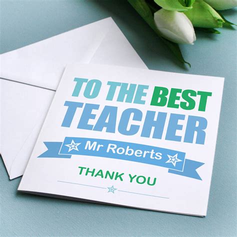 Personalised Best Teacher Thank You Card By A Type Of Design
