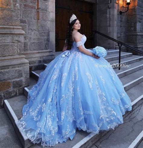 Vestido Para Quinceañera Azul Cielo Con Flores Ubicaciondepersonas