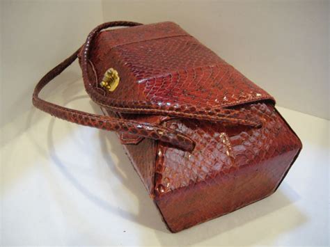 Fantastic 40s Red Snakeskin Box Bag At 1stdibs