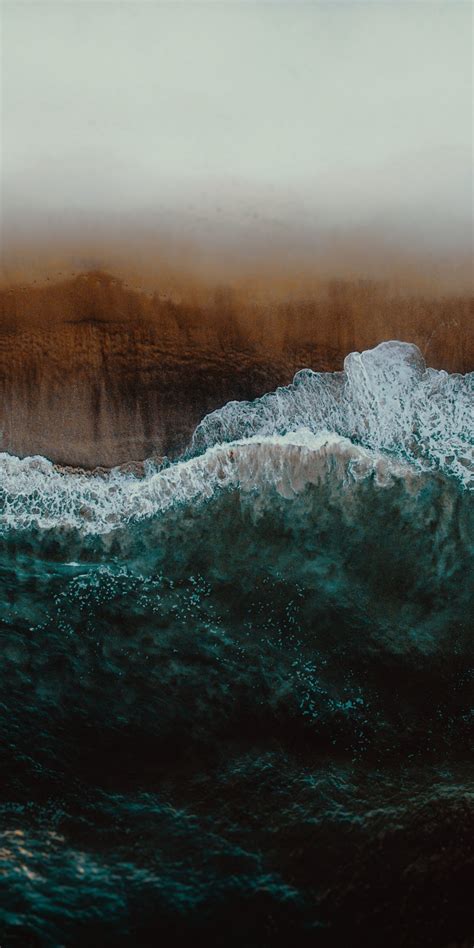 Download Wallpaper 1080x2160 Aerial View Sea Waves Seashore Nature