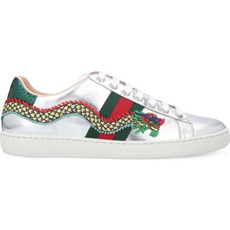 Gucci New Ace Dragon Embellished Leather Trainers 755 Liked On