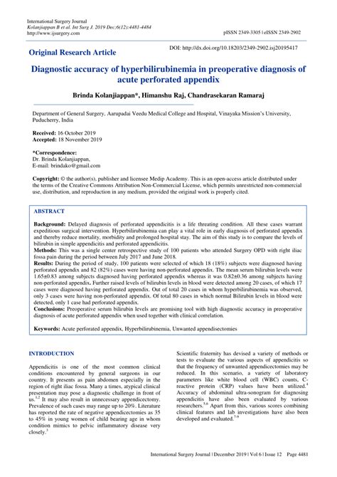 Pdf Diagnostic Accuracy Of Hyperbilirubinemia In Preoperative