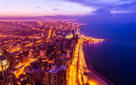Aerial View Of Chicago On Lake Michigan In Illinois By Mayank Bhatnagar