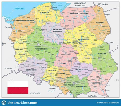 Celebrate your territory with a leader's boast. Poland Detail Administrative Map And Roads Stock Vector ...