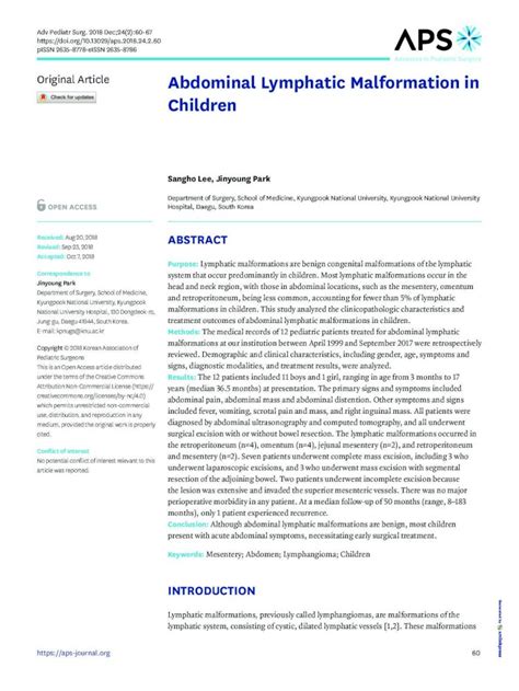 Pdf Original Article Abdominal Lymphatic Malformation In Children
