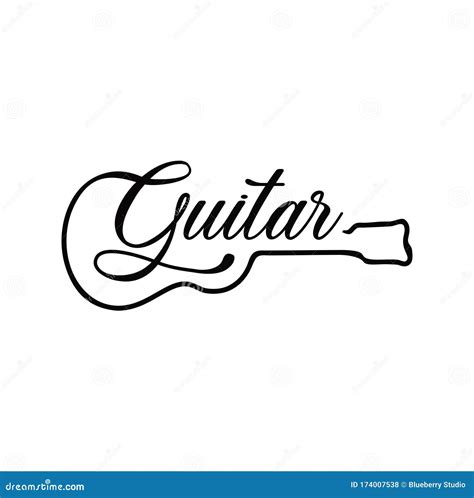 Guitar Logo Design Vector Stock Illustration Guitar Shop Logo Rock