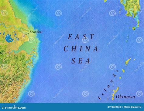 Geographic Map Of East China Sea Stock Image 93929533