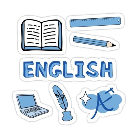 Light Blue English School Subject Sticker Pack Sticker For Sale By
