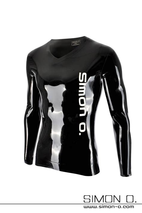 Long Sleeve Latex Shirt With V Neck Skintight And Extremely Stretchy