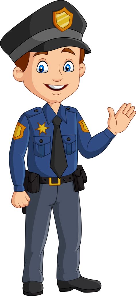 Cartoon Smiling Policeman Waving Hand 5162406 Vector Art At Vecteezy