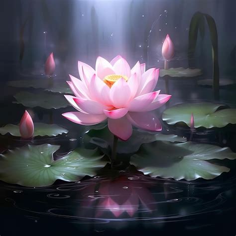 Premium Ai Image There Is A Pink Flower That Is Floating In The Water